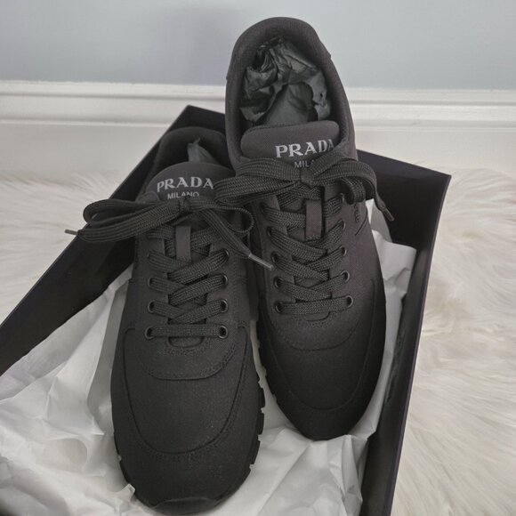 Prada Men's Solid Black Nylon Sneakers - Picture 1 of 15